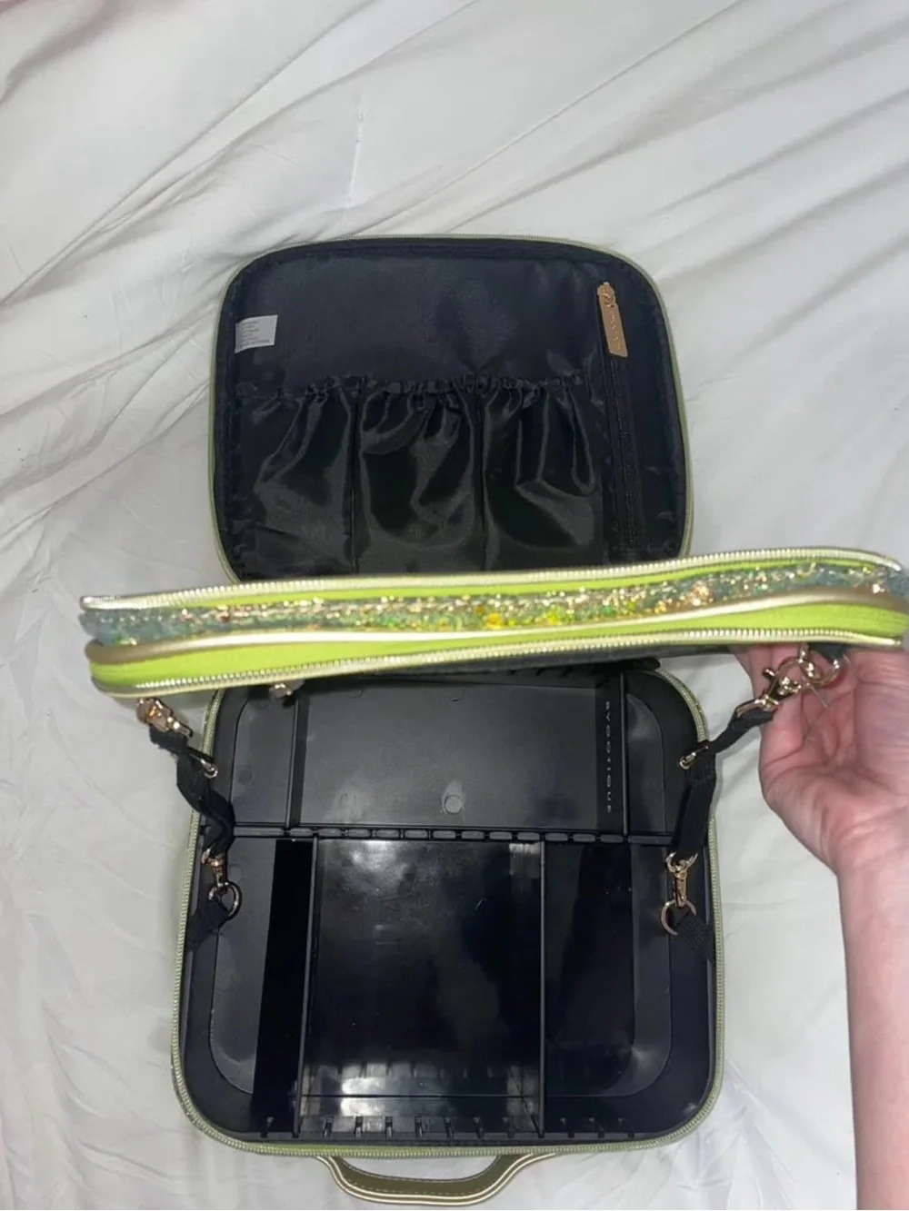 Green Sequin Glitter Cosmetic Train Case Byootique